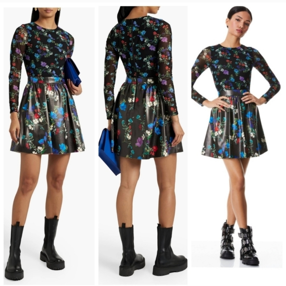 Alice + Olivia Chara Vegan Mini Dress size 12 - Picture 4 of 16